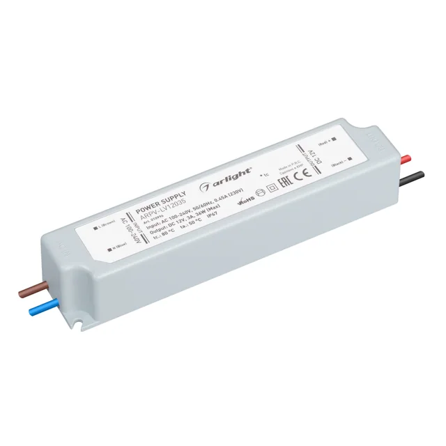 Блок питания ARPV-LV12035 (12V, 3.0A, 36W) (Arlight, IP67 Пластик, 2 года), артикул 010996