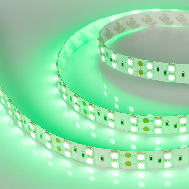 Лента RT 2-5000 24V Green 2x2 (5060, 600 LED, LUX) (Arlight, 28.8 Вт/м, IP20), артикул 011262