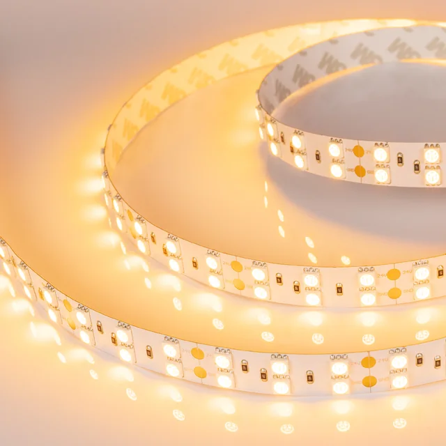 Лента RT 2-5000 24V Yellow 2x2 (5060, 600 LED, LUX) (Arlight, 28.8 Вт/м, IP20), артикул 011263
