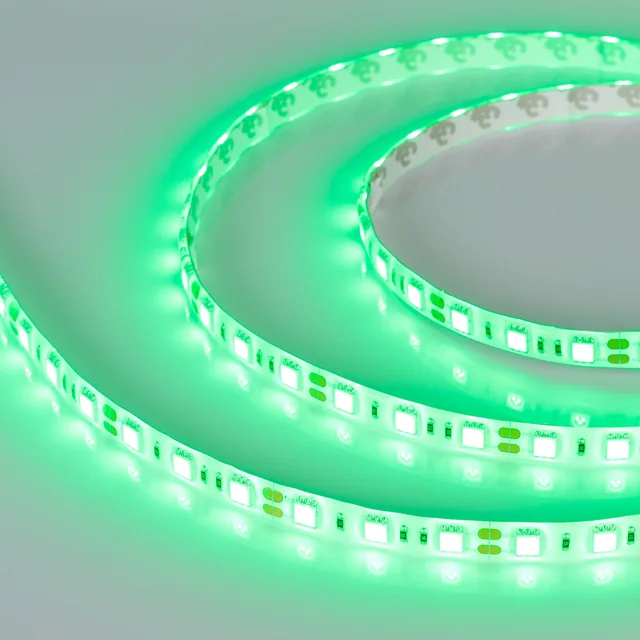 Лента RTW 2-5000SE 12V Green 2x (5060, 300 LED, LUX) (Arlight, 14.4 Вт/м, IP65), артикул 015434