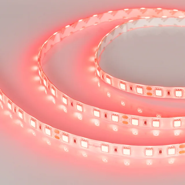 Лента RTW 2-5000SE 24V Red 2x (5060, 300 LED, LUX) (Arlight, 14.4 Вт/м, IP65), артикул 015597