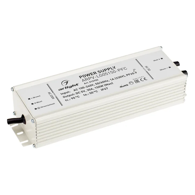 Блок питания ARPV-LG05150-PFC (5V, 30.0A, 150W) (Arlight, IP67 Металл, 5 лет), артикул 015755
