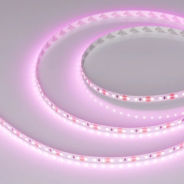 Лента RT-A120-8mm 12V Pink (9.6 W/m, IP20, 2835, 5m) (Arlight, Открытый), артикул 015897(2)