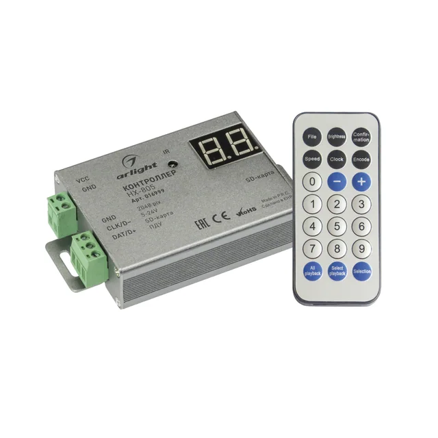 Контроллер HX-805 (2048 pix, 5-24V, SD-карта, ПДУ) (Arlight, -), артикул 016999