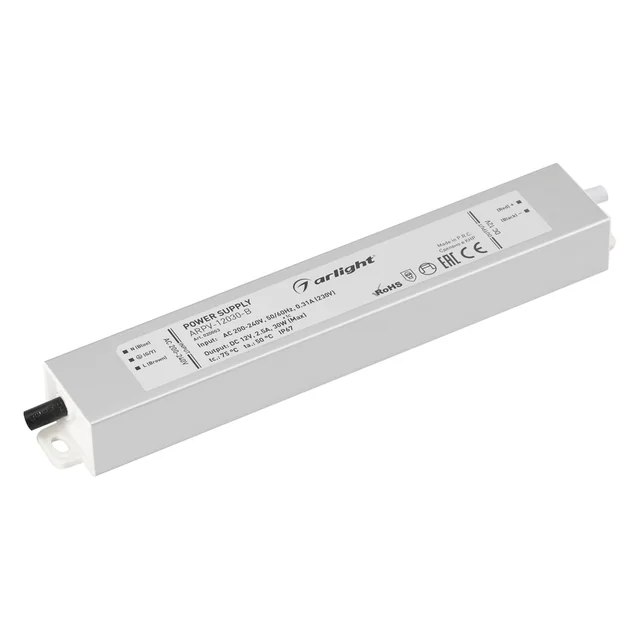 Блок питания ARPV-12030-B (12V, 2.5A, 30W) (Arlight, IP67 Металл, 3 года), артикул 020003