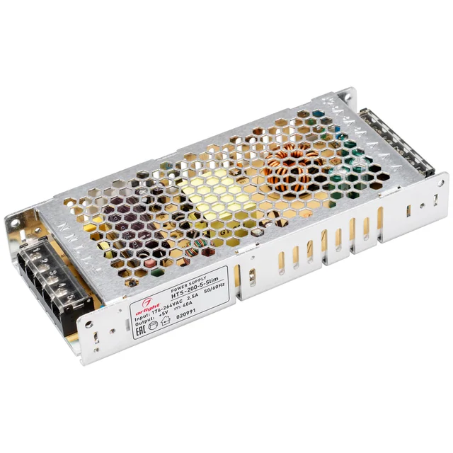 Блок питания HTS-200-5-Slim (5V, 40A, 200W) (Arlight, IP20 Сетка, 3 года), артикул 020991