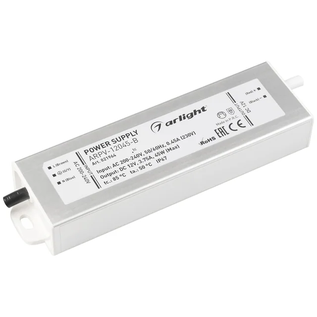 Блок питания ARPV-12045-B (12V, 3.8A, 45W) (Arlight, IP67 Металл, 3 года), артикул 021964