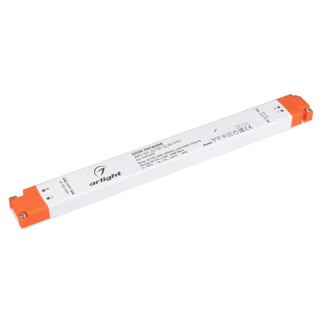 Блок питания ARV-SP-24150-SLIM-PFC (24V, 6,25A, 150W) (Arlight, IP20 Пластик, 5 лет), артикул 022172(3)
