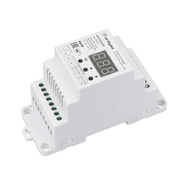 Контроллер SMART-K3-RGBW (12-36V, 4x5A, DIN, 2.4G) (Arlight, IP20 Пластик, 5 лет), артикул 022493