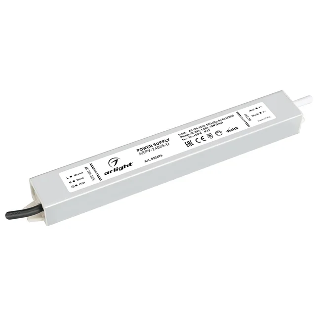 Блок питания ARPV-24045-D (24V, 1.9A, 45W) (Arlight, IP67 Металл, 3 года), артикул 022696
