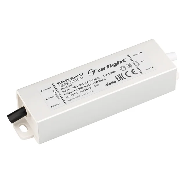 Блок питания ARPV-24015-B (24V, 0.6A, 15W) (Arlight, IP67 Металл, 3 года), артикул 022897