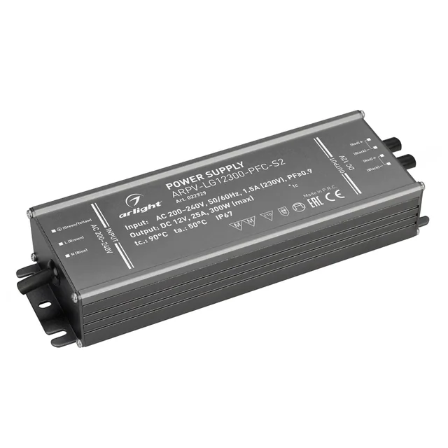 Блок питания ARPV-LG12300-PFC-S2 (12V, 25.0A, 300W) (Arlight, IP67 Металл, 5 лет), артикул 022929