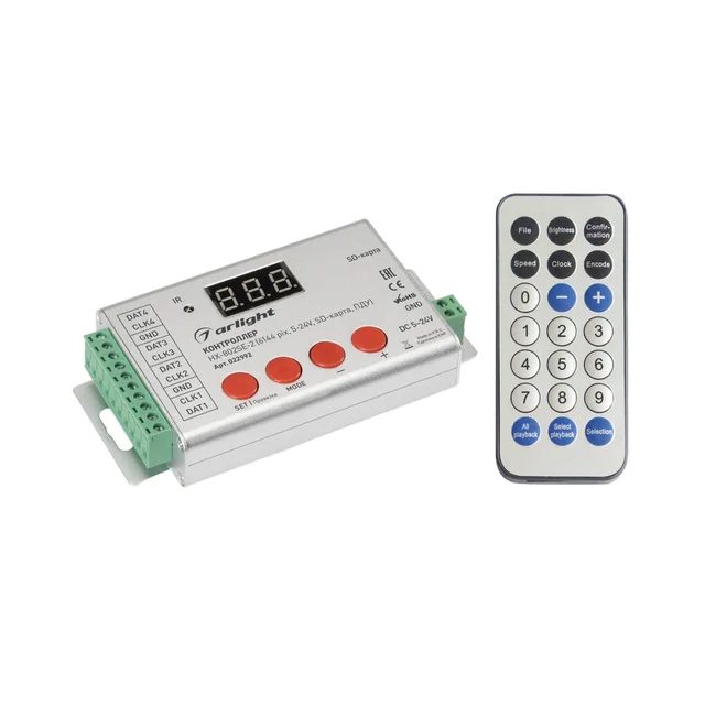 Контроллер HX-802SE-2 (6144 pix, 5-24V, SD-карта, ПДУ) (Arlight, -), артикул 022992