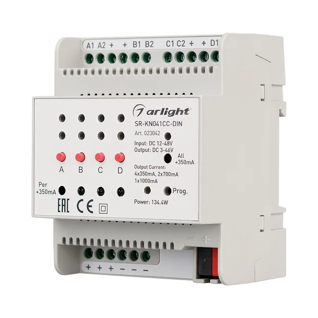 Контроллер тока SR-KN041CC-DIN (12-48V, 4x350/700mA) (Arlight, Контроллер), артикул 023042