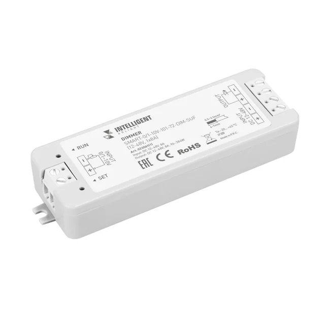 INTELLIGENT ARLIGHT Диммер SMART-0/1-10V-101-72-DIM-SUF (12-48V, 1x8A) (IARL, IP20 Пластик, 5 лет), артикул 023061(1)