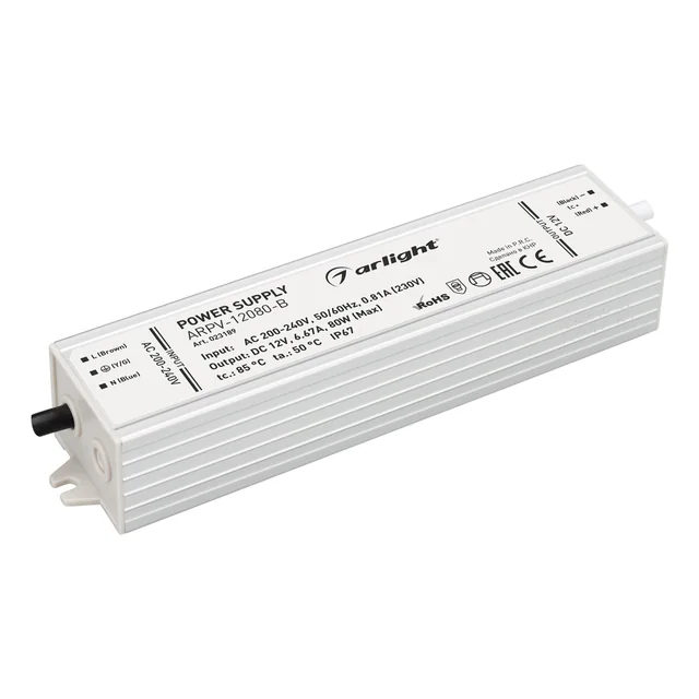Блок питания ARPV-12080-B (12V, 6.7A, 80W) (Arlight, IP67 Металл, 3 года), артикул 023189