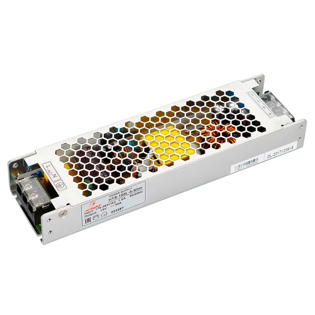 Блок питания HTS-150L-5-Slim (5V, 30A, 150W) (Arlight, IP20 Сетка, 3 года), артикул 023287