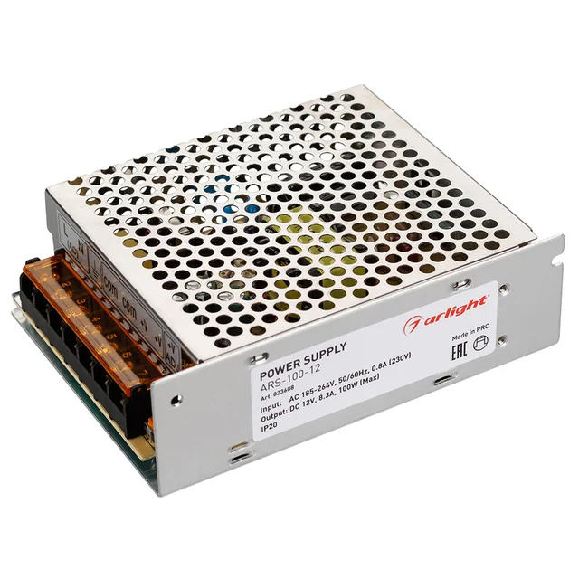 Блок питания ARS-100-12 (12V, 8.3A, 100W) (Arlight, IP20 Сетка, 2 года), артикул 023608