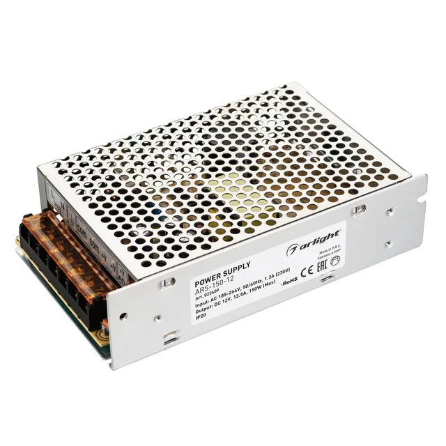 Блок питания ARS-150-12 (12V, 12.5A, 150W) (Arlight, IP20 Сетка, 2 года), артикул 023609