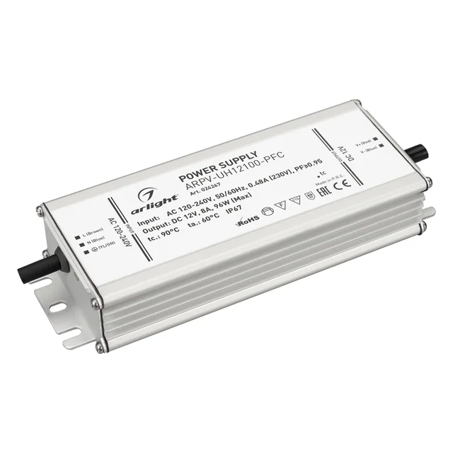 Блок питания ARPV-UH12100-PFC (12V, 8.0A, 96W) (Arlight, IP67 Металл, 7 лет), артикул 024267