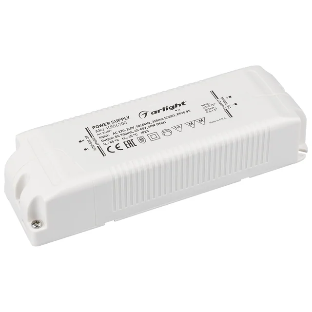 Блок питания ARJ-KE86700 (60W, 700mA, PFC) (Arlight, IP20 Пластик, 5 лет), артикул 024897