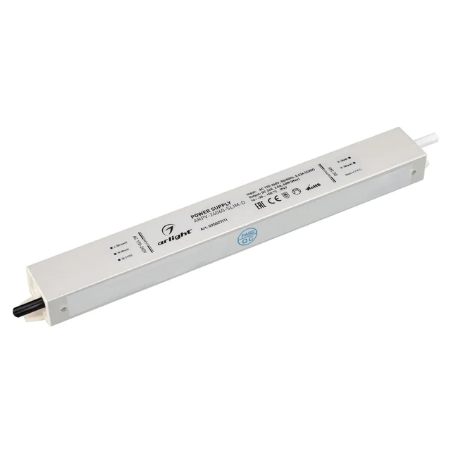 Блок питания ARPV-24060-SLIM-D (24V, 2.5A, 60W) (Arlight, IP67 Металл, 3 года), артикул 025027(1)