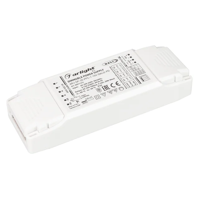 Блок питания ARJ-SP-20-PFC-1-10V-DALI2-PD (20W, 250-700mA) (Arlight, IP20 Пластик, 5 лет), артикул 025111(1)