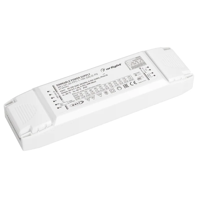 Блок питания ARJ-SP-40-PFC-1-10V-DALI2-PD (40W, 700-1200mA) (Arlight, IP20 Пластик, 5 лет), артикул 025125(1)