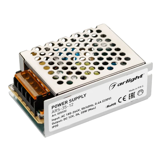 Блок питания ARS-35-12 (12V, 3A, 35W) (Arlight, IP20 Сетка, 2 года), артикул 025332