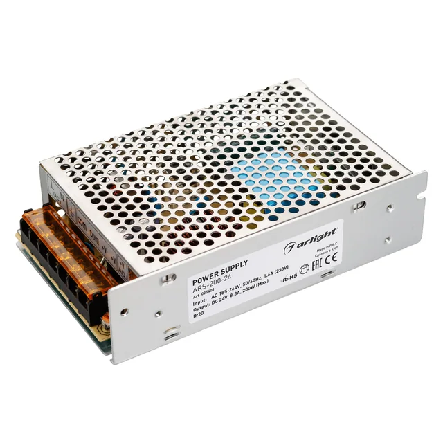 Блок питания ARS-200-24 (24V, 8.3A, 200W) (Arlight, IP20 Сетка, 2 года), артикул 025401