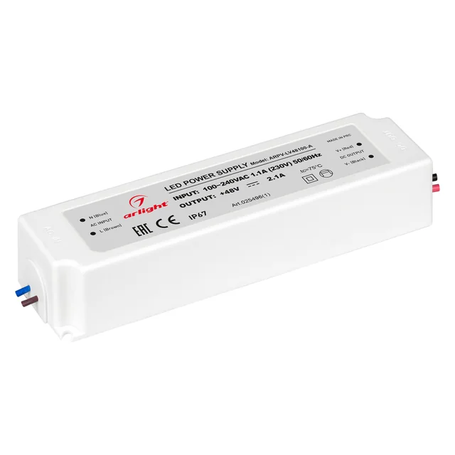 Блок питания ARPV-LV48100-A (48V, 2.1A, 100W) (Arlight, IP67 Пластик, 3 года), артикул 025496(1)
