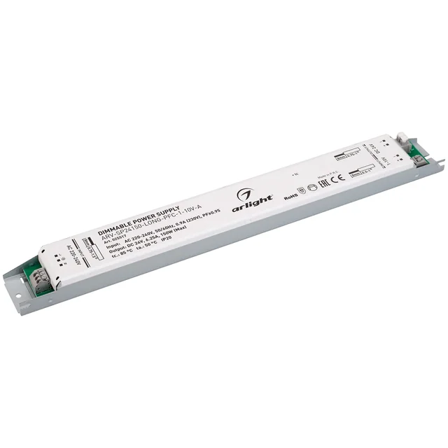 Блок питания ARV-SP24150-LONG-PFC-1-10V-A (24V, 6.25A, 150W) (Arlight, IP20 Металл, 5 лет), артикул 025517