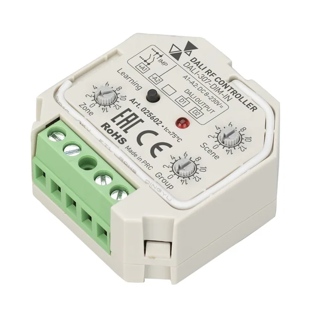INTELLIGENT ARLIGHT Конвертер RF-сигнала DALI-307-DIM-IN (DALI-BUS, RF, PUSH) (IARL, Пластик), артикул 025602