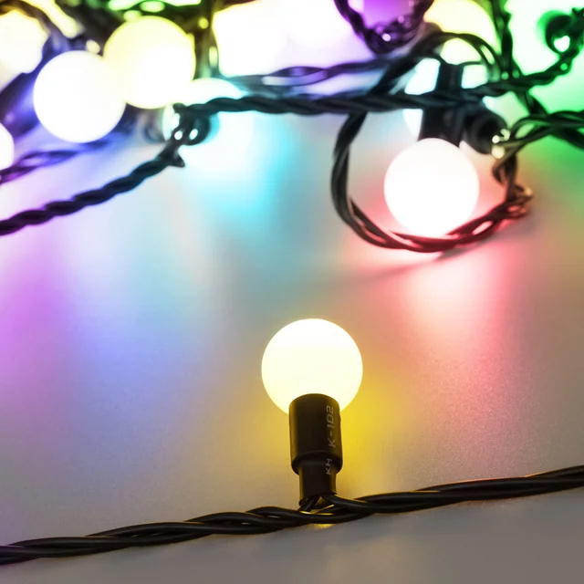 Светодиодная гирлянда ARD-BALL-CLASSIC-D23-10000-BLACK-80LED RGB (230V, 3.5W) (Ardecoled, IP65), артикул 025619