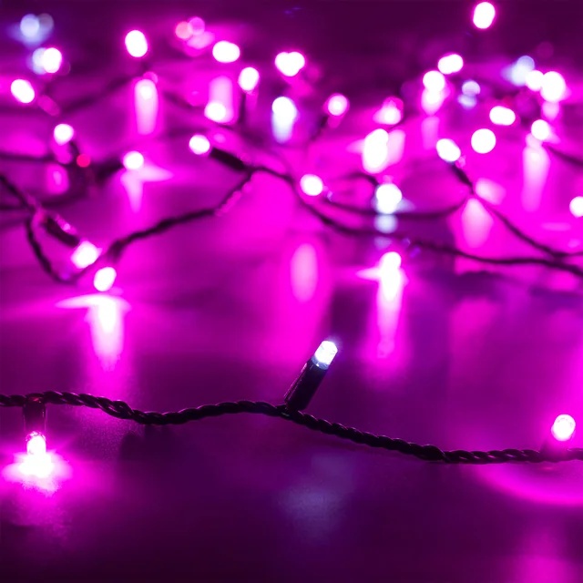 Светодиодная гирлянда ARD-STRING-CLASSIC-10000-BLACK-100LED-FLASH PINK (230V, 7W) (Ardecoled, IP65, 1 год), артикул 025807