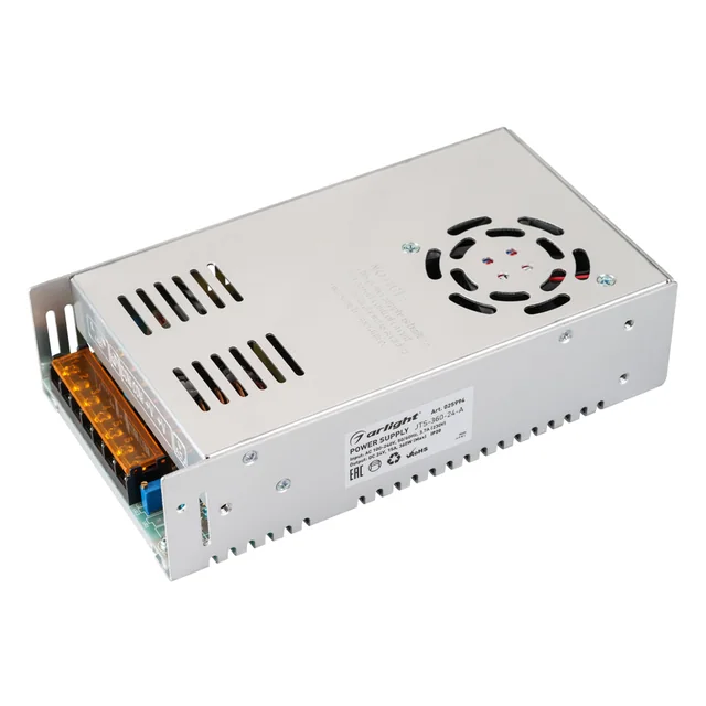 Блок питания JTS-360-24-A (0-24V, 15A, 360W) (Arlight, IP20 Сетка, 2 года), артикул 025994