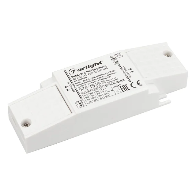 Блок питания ARJ-SP-15-PFC-TRIAC-INS (15W, 26-42V, 0.2-0.35A) (Arlight, IP20 Пластик, 5 лет), артикул 026046(1)