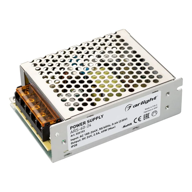 Блок питания ARS-60-24 (24V, 2.5A, 60W) (Arlight, IP20 Сетка, 2 года), артикул 026153