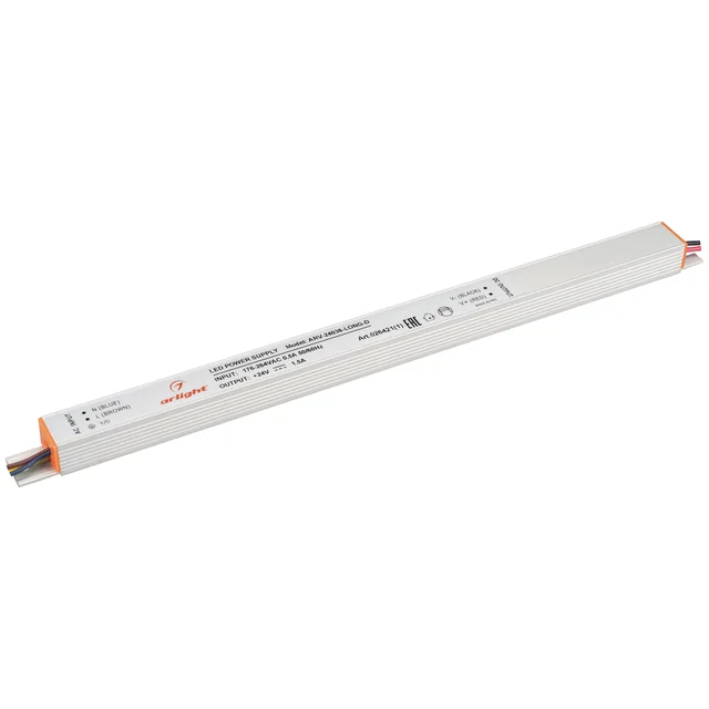 Блок питания ARV-24036-LONG-D (24V, 1.5A, 36W) (Arlight, IP20 Металл, 2 года), артикул 026421(1)