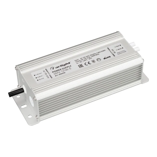 Блок питания ARPV-12100-D (12V, 8.3A, 100W) (Arlight, IP67 Металл, 3 года), артикул 026434