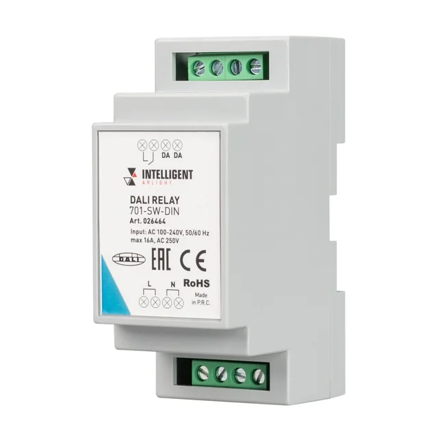 INTELLIGENT ARLIGHT Релейный модуль DALI-701-SW-DIN (BUS, 16A) (IARL, DIN-рейка), артикул 026464