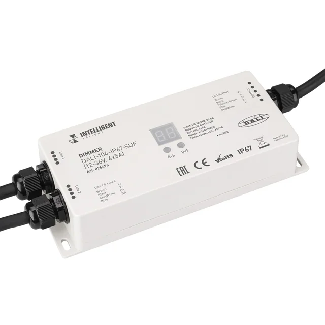 INTELLIGENT ARLIGHT Диммер DALI-104-IP67-SUF (12-36V, 4x5A) (IARL, IP67 Пластик, 3 года), артикул 026496