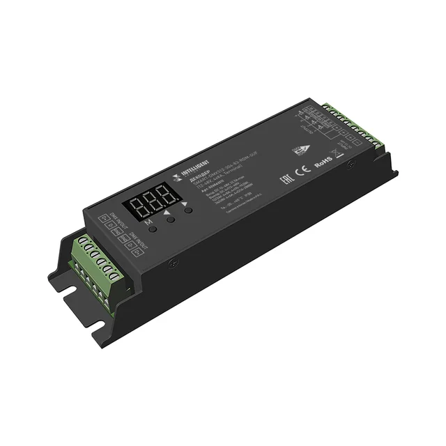 INTELLIGENT ARLIGHT Декодер SMART-DMX512-304-83-RDM-SUF Black (12-48V, 4x8A, Terminal) (IARL, IP20 Металл, 5 лет), артикул 026562(1)