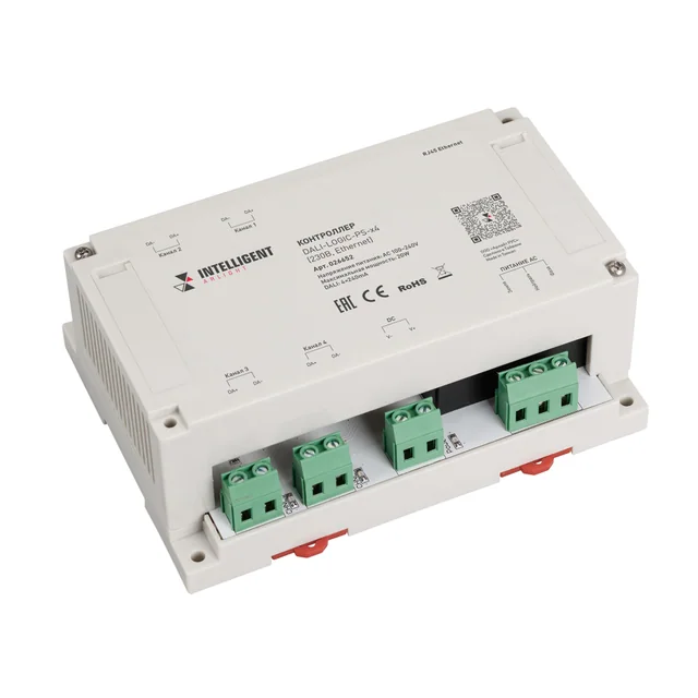 INTELLIGENT ARLIGHT Контроллер DALI-LOGIC-PS-x4 (230B, Ethernet) (IARL, IP20 Пластик, 2 года), артикул 026652
