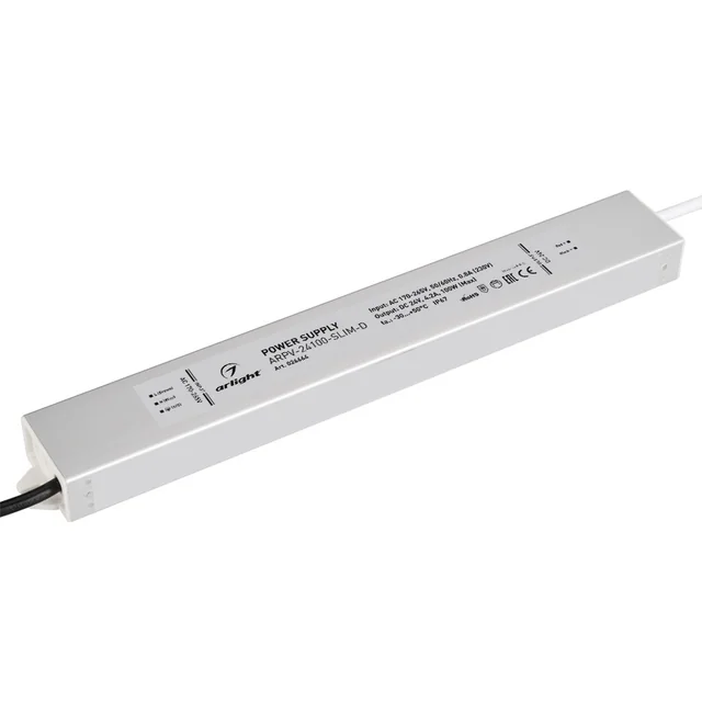 Блок питания ARPV-24100-SLIM-D (24V, 4.2A, 100W) (Arlight, IP67 Металл, 3 года), артикул 026664