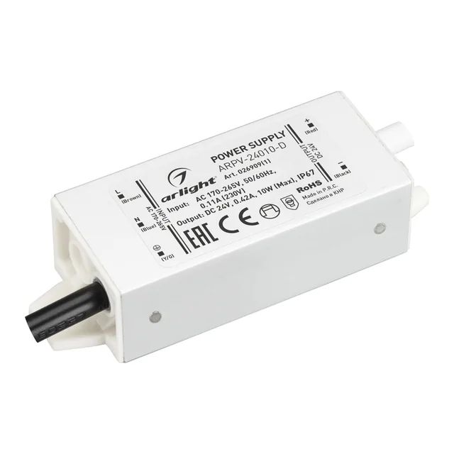 Блок питания ARPV-24010-D (24V, 0.42A, 10W) (Arlight, IP67 Металл, 3 года), артикул 026909(1)