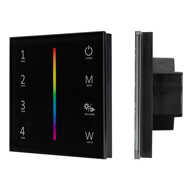 Панель Sens SMART-P30-RGBW Black (230V, 4 зоны, 2.4G) (Arlight, IP20 Пластик, 5 лет), артикул 027104
