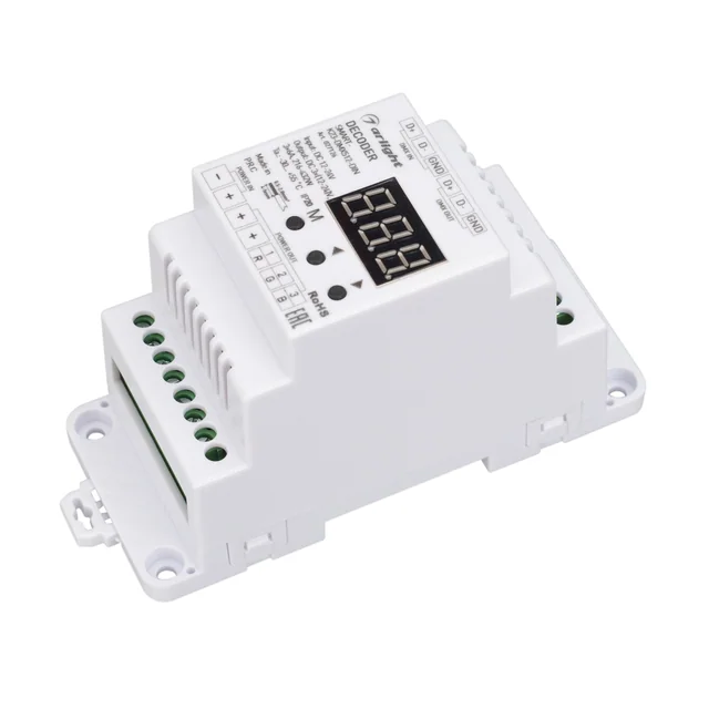 Декодер SMART-K23-DMX512-DIN (12-24V, 3x6A) (Arlight, IP20 Пластик, 5 лет), артикул 027126