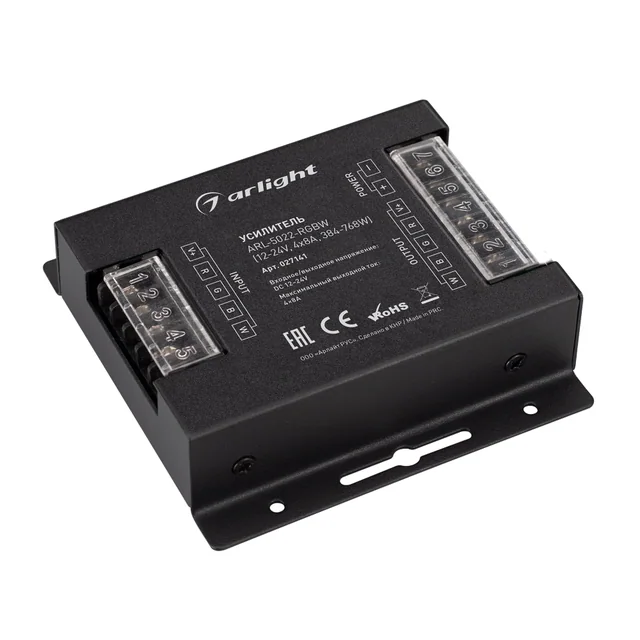 Усилитель ARL-5022-RGBW (12-24V, 4x8A, 384-768W) (Arlight, IP20 Металл, 3 года), артикул 027141
