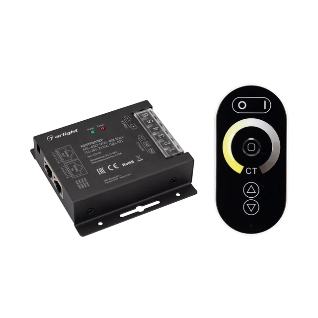 Контроллер ARL-4022-OVAL-MIX Black (12-24V, 2x10A, ПДУ, RF) (Arlight, IP20 Металл, 3 года), артикул 027155